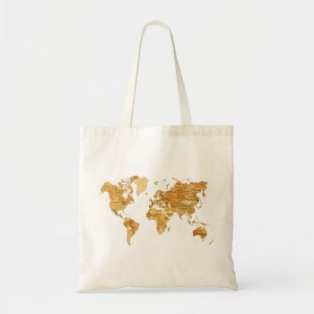 Wooden World Map Tote Bag by Hakonart at Zazzle