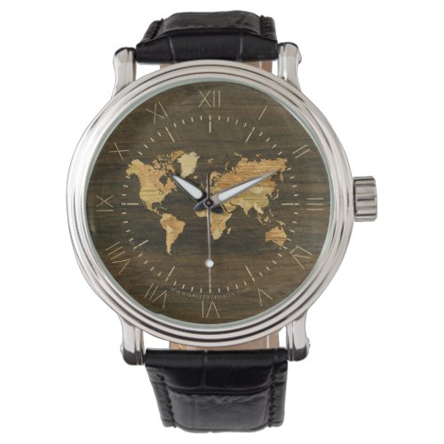 Wooden World Map Watch