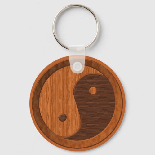 Wooden Yin Yang Keychain