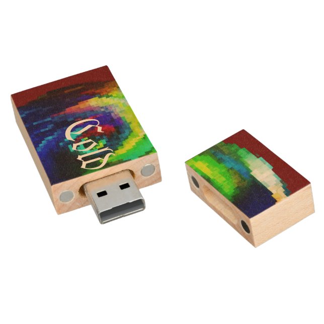 "WoodenSync: Natural style, digital power." Wood Flash Drive (Angled)