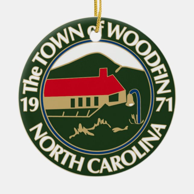Woodfin Town Seal Ceramic Ornament (Front)