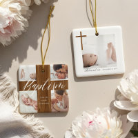 Woodgrain Baptism Calligraphy Photo Collage Baby