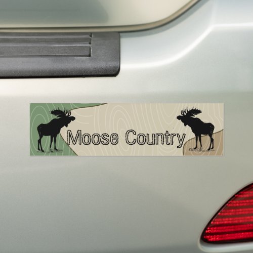 Woodgrain Camo Moose Country Silhouette Bumper Sticker