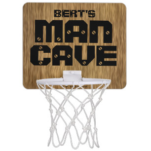 Woodgrain Man Cave Personalized Mini Basketball Hoop
