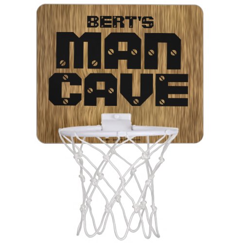 Woodgrain Man Cave Personalized Mini Basketball Hoop