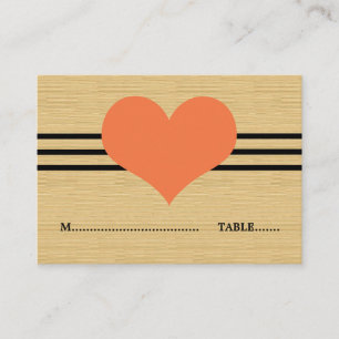 Woodgrain Mod Heart Place Card, Orange Card