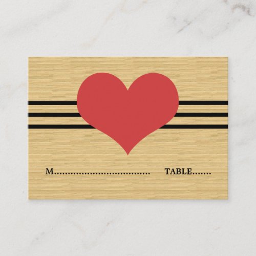 Woodgrain Mod Heart Place Card Red Place Card