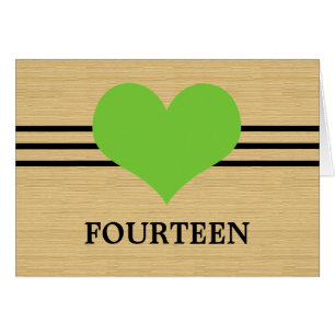 Woodgrain Mod Heart Table Number Card, Green