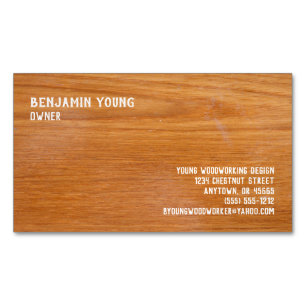 Woodgrain Oak Style Seven Line Custom Business Card Magnet