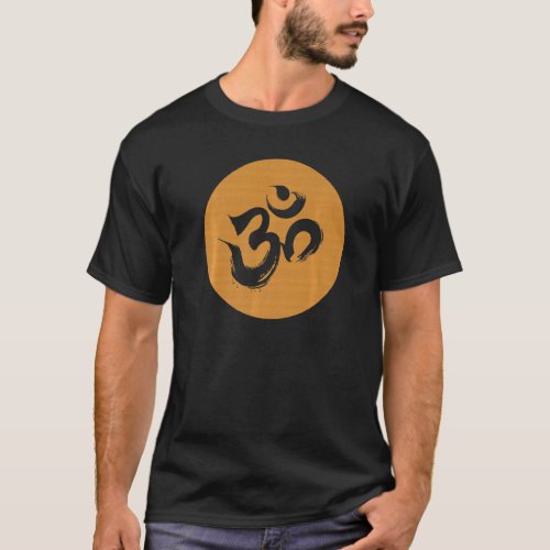 Woodgrain Om Hindu Symbol   T_Shirt