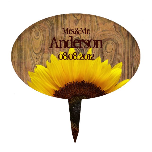 Woodgrain Rustic Country cowboyWedding Cake Topper (Front)
