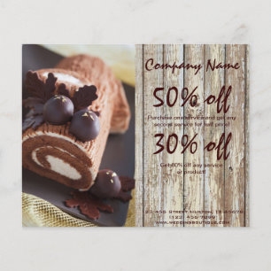 woodgrain rustic dessert chocolate cake bakery flyer