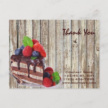 Woodgrain Rustic Dessert Chocolate Cake Bakery Postcard by heresmIcard at Zazzle