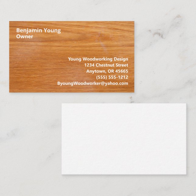 Woodgrain San Serif Style Seven Line Custom   Business Card (Front/Back)