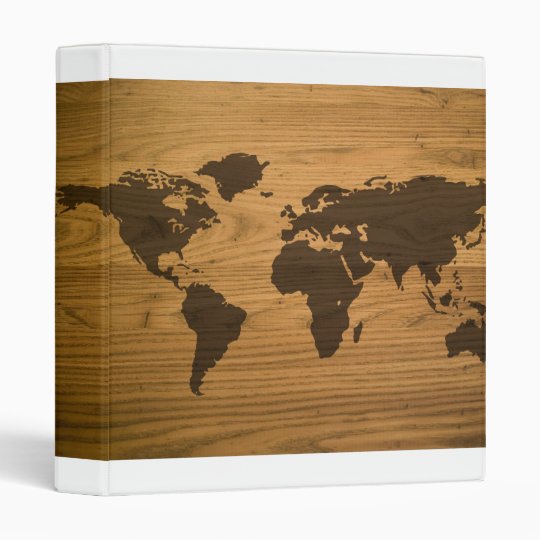 Woodgrain Textured World Map Binder