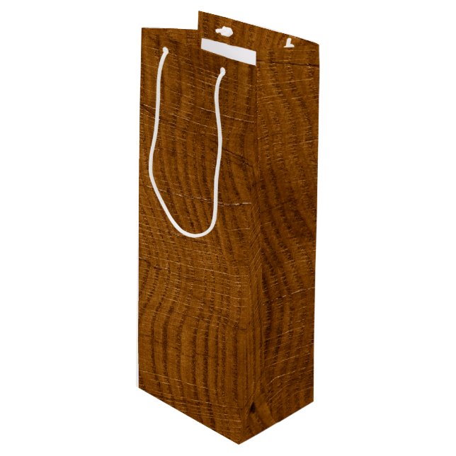 Woodgrain Wine Gift Bag (Front Angled)