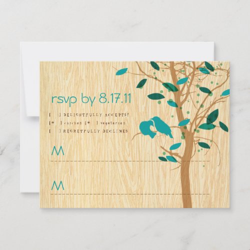 Woodgrain with Blue Love Birds RSVP