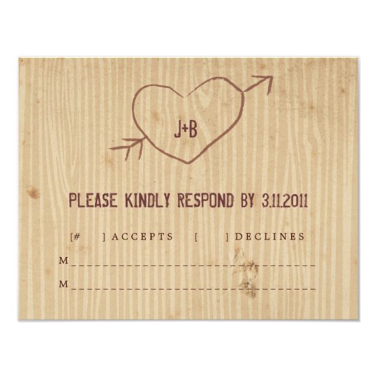 Woodgrain with Heart Response Card