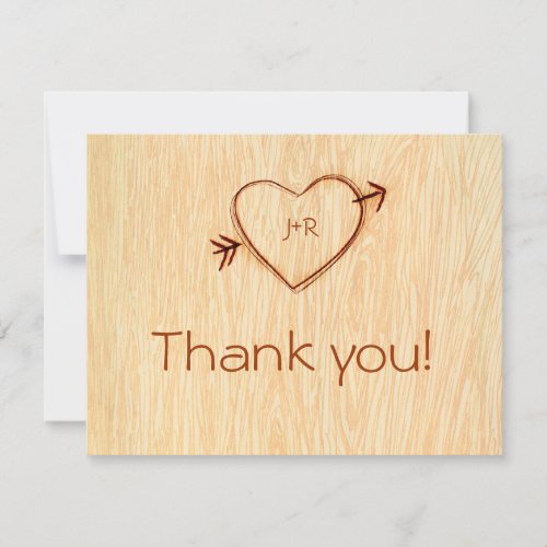 Woodgrain with Heart Thank you Note Personalized Invitations