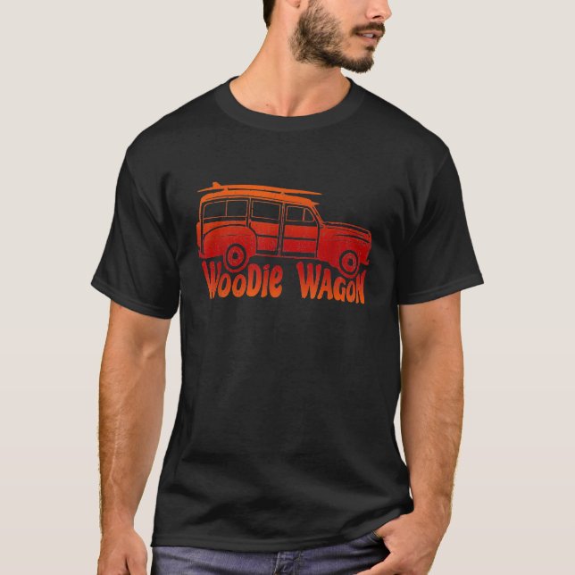 Woodie Wagon  Vintage Cool Classic Woody Car tee (Front)