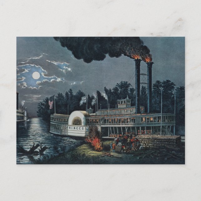 Wooding up' on the Mississippi Postcard (Front)