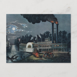 Wooding up' on the Mississippi Postcard