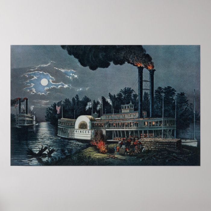 Wooding up' on the Mississippi Poster 