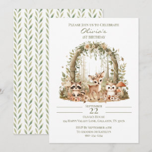 Woodland - 1st Birthday Invitation