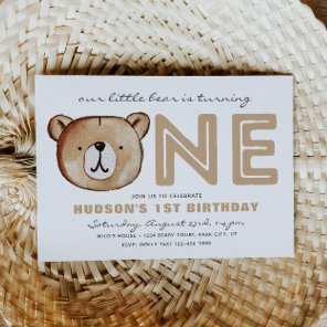 Woodland 1st Birthday Invitation | Bear Invitation