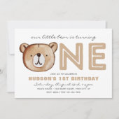 Woodland 1st Birthday Invitation | Bear Invitation (Front)