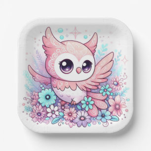 Woodland Adorable Owl Baby Shower Paper Plates