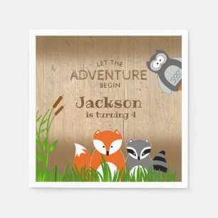 Woodland Adventure Animals Birthday Party Napkins