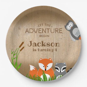 Woodland Adventure Animals Birthday Party Paper Plates