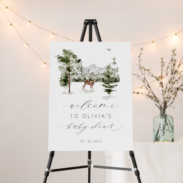 Woodland Adventure Awaits Baby Shower Welcome Foam Board (In Situ (Stand))