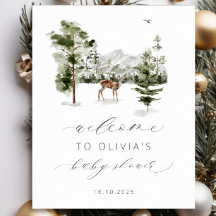 Woodland Adventure Awaits Baby Shower Welcome Poster