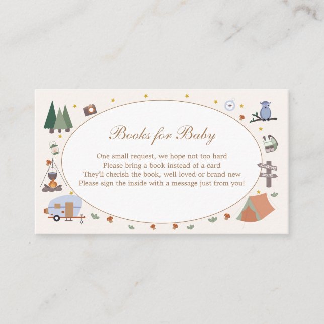 Woodland Adventure Awaits Camping Baby Shower Enclosure Card (Front)