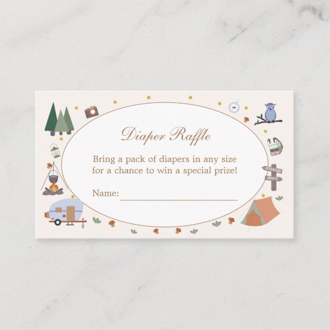 Woodland Adventure Awaits Camping Baby Shower Enclosure Card (Front)