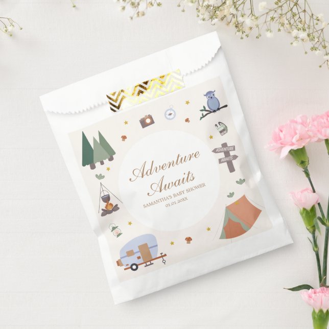 Woodland Adventure Awaits Camping Baby Shower Favor Bag (Sealed)