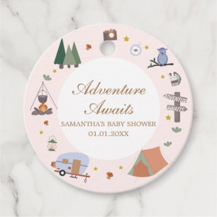 Woodland Adventure Awaits Camping Baby Shower Favor Tags