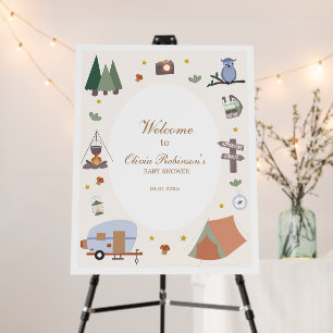 Woodland Adventure Awaits Camping Baby Shower Foam Board