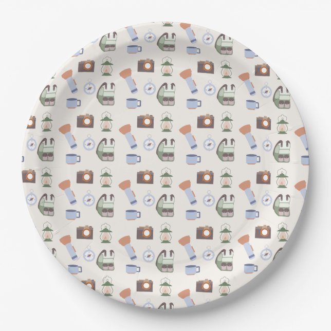Woodland Adventure Awaits Camping Baby Shower Paper Plates (Front)