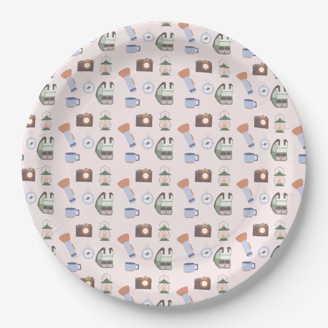 Woodland Adventure Awaits Camping Baby Shower Paper Plates (Front)
