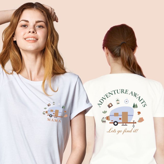 Woodland Adventure Awaits Camping Mama  T-Shirt (Creator Uploaded)