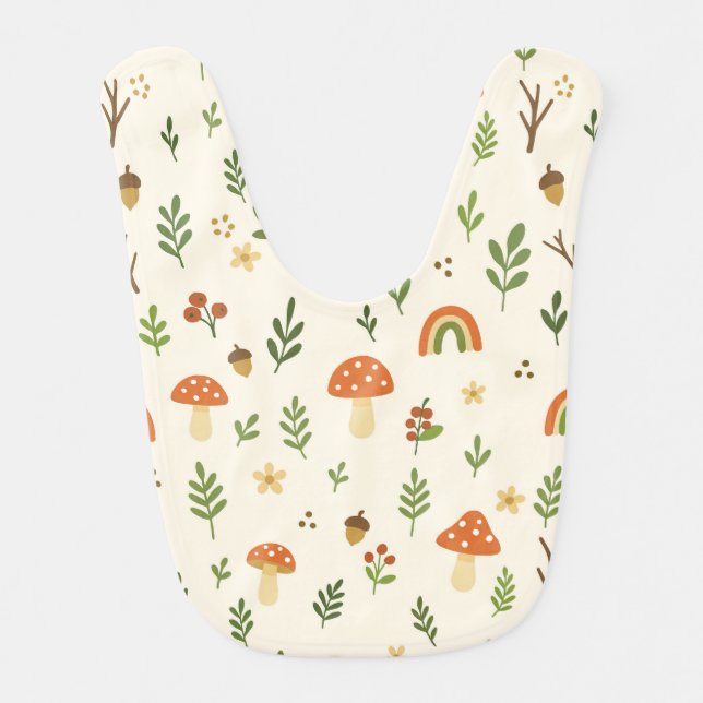 🍄 Woodland Adventure Baby Bib – Cute & Practical  (Front)