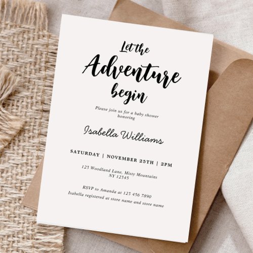 Woodland Adventure Boy Baby Shower Invitation