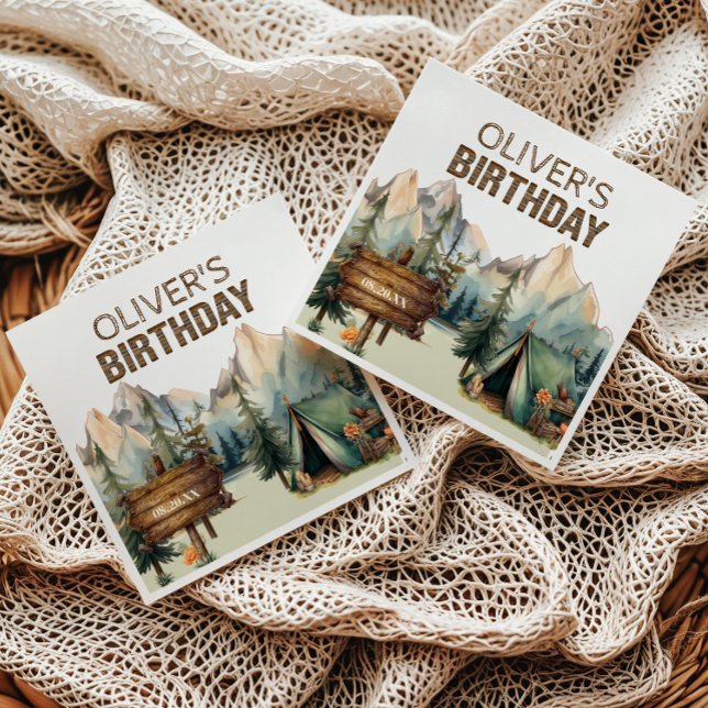Woodland Adventure Camper Birthday Napkins (Creator Uploaded)
