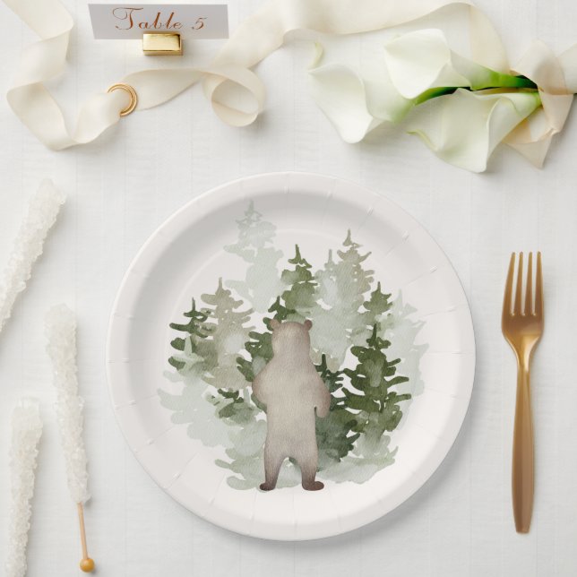 Woodland Adventure Gender Neutral Baby Shower Paper Plates (Wedding)