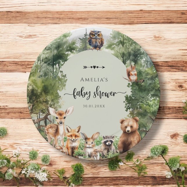 Woodland Adventure Green Forest Decoration  Paper Plates (Creator Uploaded)