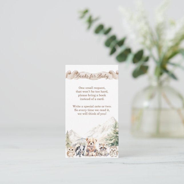 Woodland Adventure Oh Boy Baby Shower Book Enclosure Card (Standing Front)
