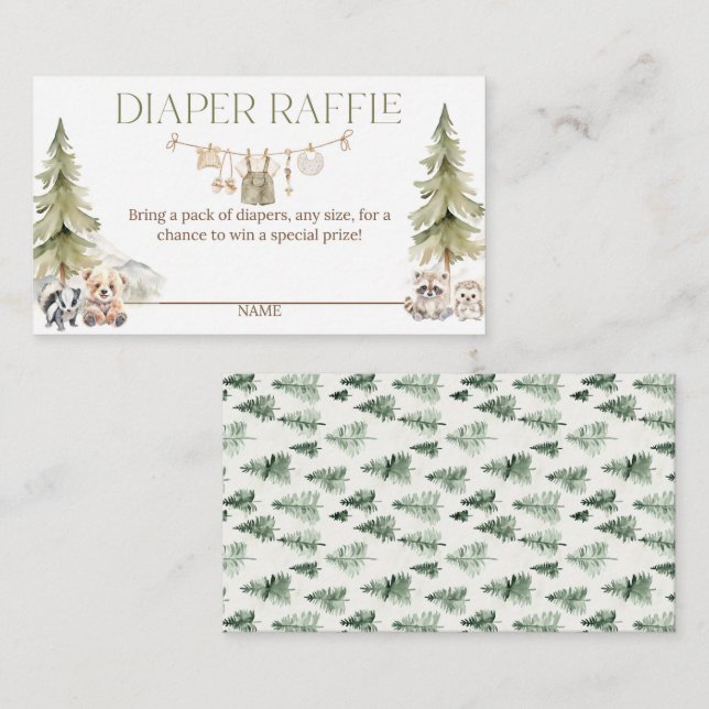 Woodland Adventure Oh Boy Baby Shower Diaper Enclosure Card (Front/Back)